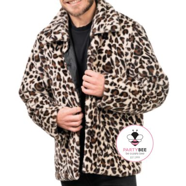 Herrenjacke mit Leopardenmuster und weicher Kunstfelloptik.