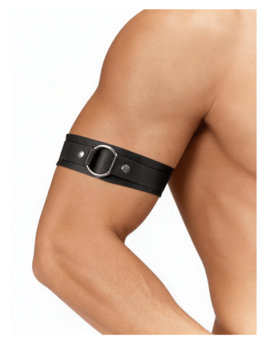 Harness Oberarm schwarz Schwarzes Leder Armband mit O-Ring