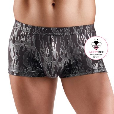 PartyBee Boxershorts Herren Flammen Schwarze Boxershorts für Herren mit Flammenmuster von PartyBee