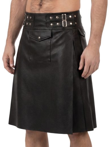 Herren Kunstleder Kilt Schwarz für Pride und Festival Fashion