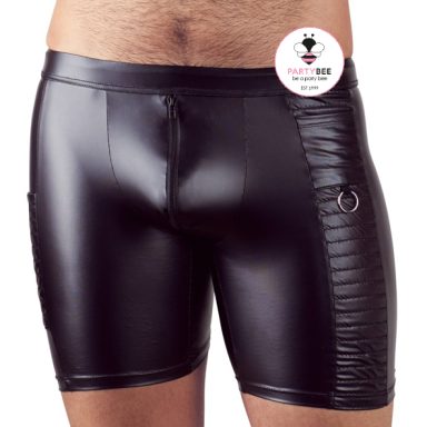Schwarze Wetlook Shorts Wetlook Shorts Herren Schwarz mit Seitenstruktur