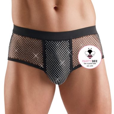 PartyBee Mesh Glitzer Slip Herren Schwarz Schwarzer Mesh mit glitzer Slip für Herren von PartyBee