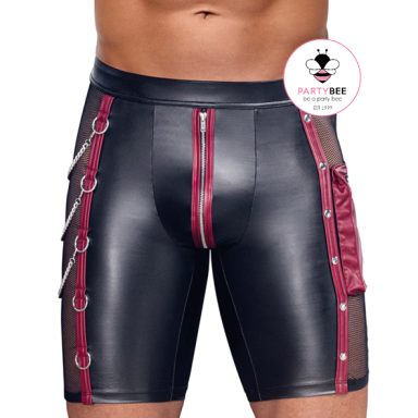 Wetlook Shorts Herren Schwarz Rot mit Taschen Wetlook Shorts Herren Schwarz Rot mit Taschen