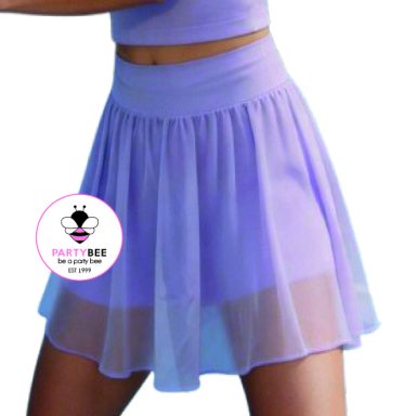 Lila Rock mit transparentem Einsatz und elastischem Bund.