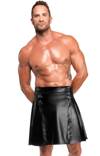 Herren Wetlook Kilt Schwarz für Pride, Festival und Clubwear