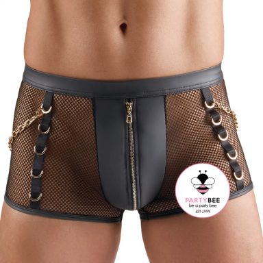 Mesh Shorts Ketten gold Herren Mesh Shorts Herren Schwarz mit goldene Ketten